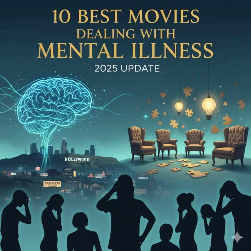 10 Best Movies Dealing with Mental Illness 2025 Update collage with mental health symbols